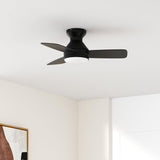 Ceiling Fans with Lights, 30 inch Low Profile Ceiling Fan with Light and Remote Control, Flush Mount, Reversible, 3CCT, Dimmable, Noiseless, Black Ceiling Fan for Bedroom, Indoor/Outdoor Use