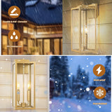 16" Gold 2-Light Outdoor Wall Lantern, IP65 Waterproof Brass Porch Light