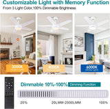 White Ceiling Fans with Lights - 44" Modern Ceiling Fans with 5 Blades and 3CCT Dimmable, Low Profile Ceiling Light Fixture, Indoor/Outdoor Ceiling Fan Light for Bedroom, Covered Patios