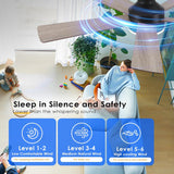 Flush Mount Ceiling Fan with Lights - 46IN Modern Indoor/Outdoor Ceiling Fan Light with Remote/APP, Low Profile Fan Light with 6 Speeds, Dimming, for Bedroom, Living Room, Brown