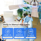 46IN Ceiling Fan with Lights and Remote/APP - Flush Mount Low Profile Ceiling Fan Light with 3CCT Dimmable, 6 Speeds Reversible, Modern Fan Light Fixture for Indoor, Covered Patios, Nickel