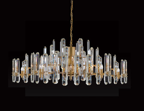 Barrington Round Chandelier 48" - 24 Lights Sophisticated K9 Crystal Design with Adjustable Height for Indoor Ambience Gold Finish - A500-CG/51002/24