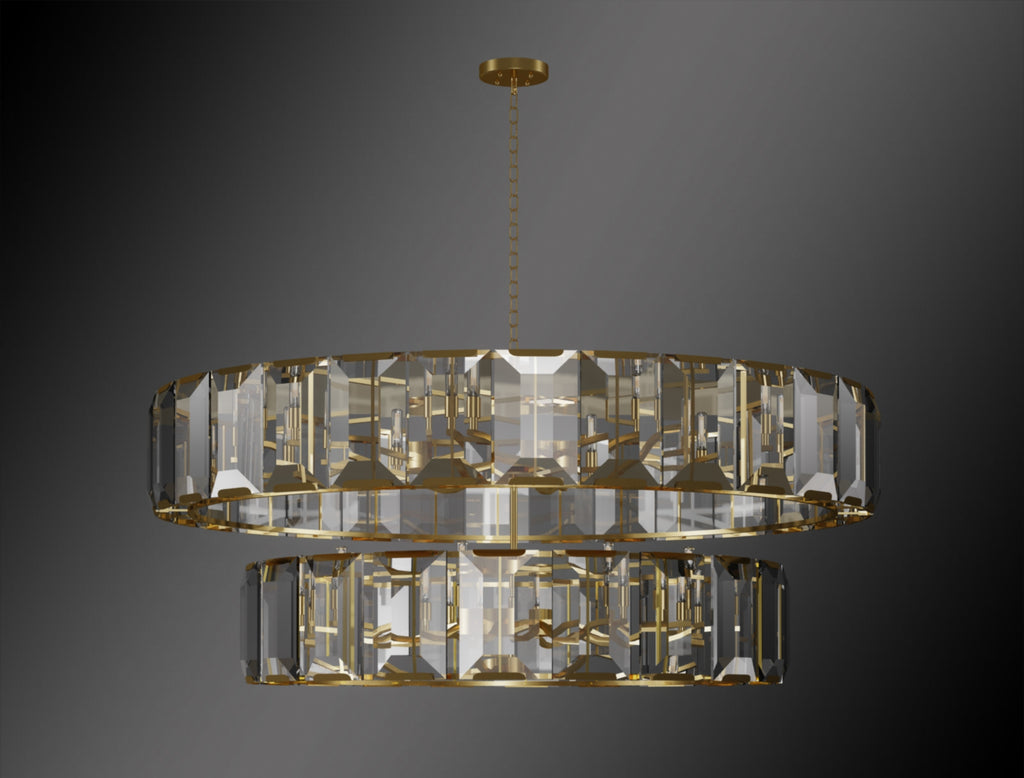 Luxe 2 Tier Crystal Chandelier Collection Vintage Rustic Lighting W 60" H 28" - G7-CG/4600/14+10