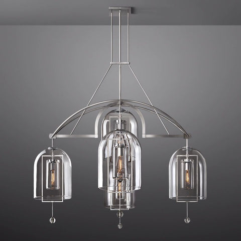 Modern Circular 61" Chandelier from Fulcron Collection 5 Lights - Antique Premium Metal with Refined Satin Nickel Finish - A500-SN/51001/61