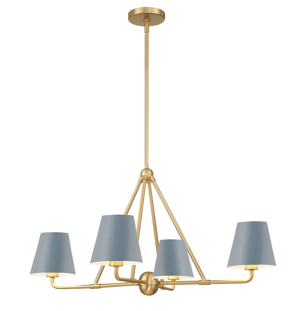 Xavier 4 Light Vibrant Gold + Blue Chandelier - C193-XAV-B9304-VG-BL