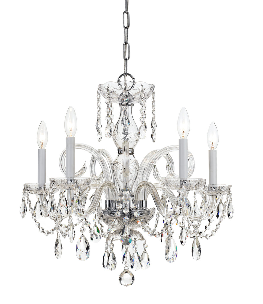 5 Light Polished Chrome Crystal Chandelier Draped In Clear Hand Cut Crystal - C193-1005-CH-CL-MWP
