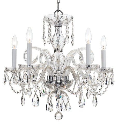 5 Light Polished Chrome Crystal Chandelier Draped In Clear Swarovski Strass Crystal - C193-1005-CH-CL-S