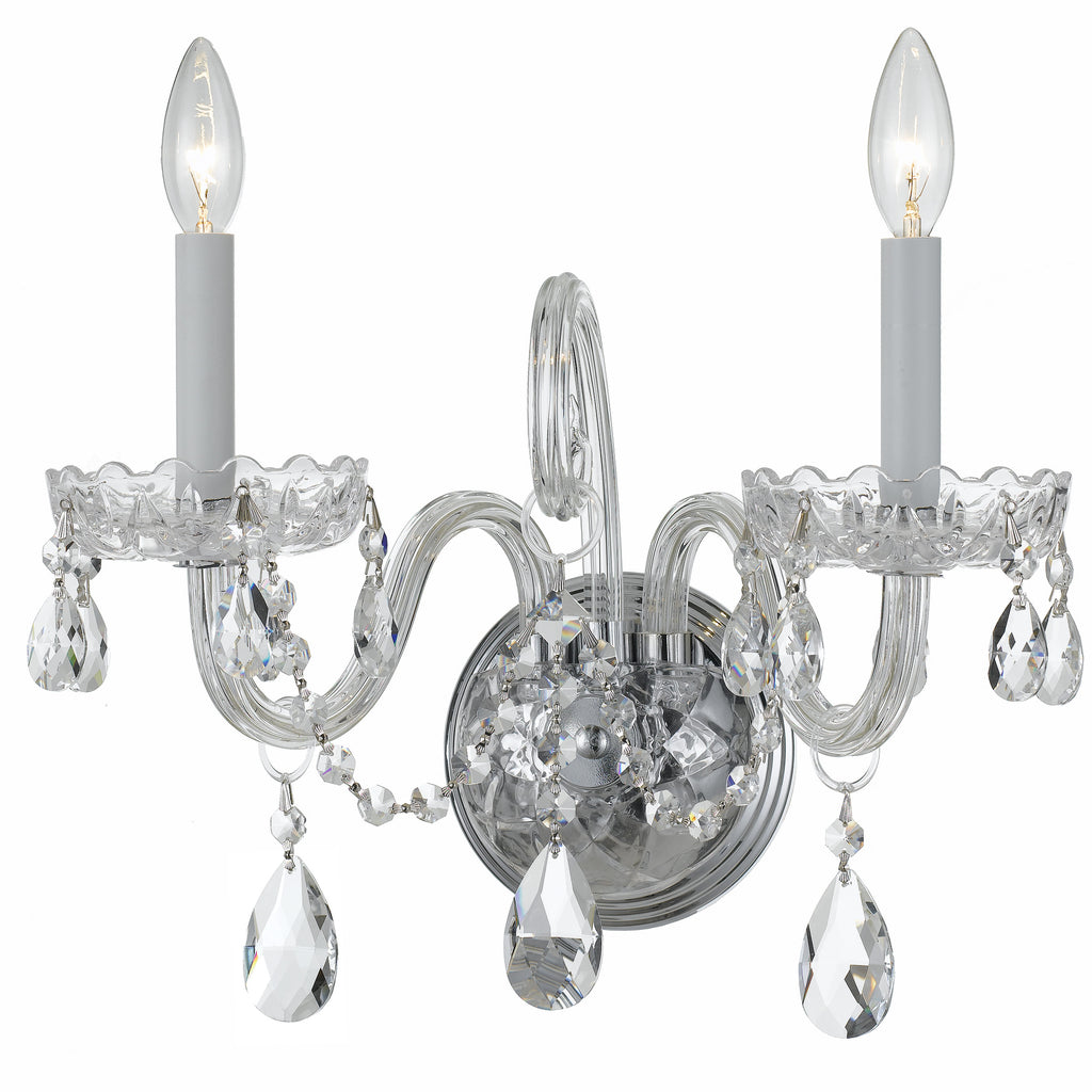 2 Light Polished Chrome Crystal Sconce Draped In Clear Hand Cut Crystal - C193-1032-CH-CL-MWP