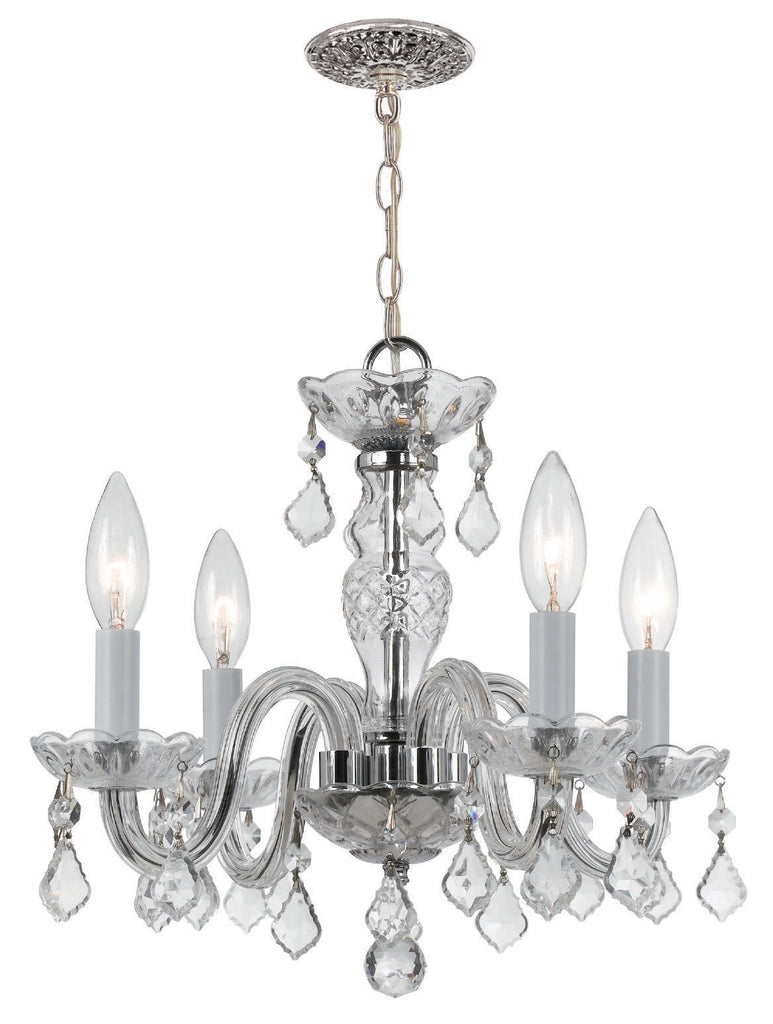 4 Light Polished Chrome Crystal Mini Chandelier Draped In Clear Hand Cut Crystal - C193-1064-CH-CL-MWP