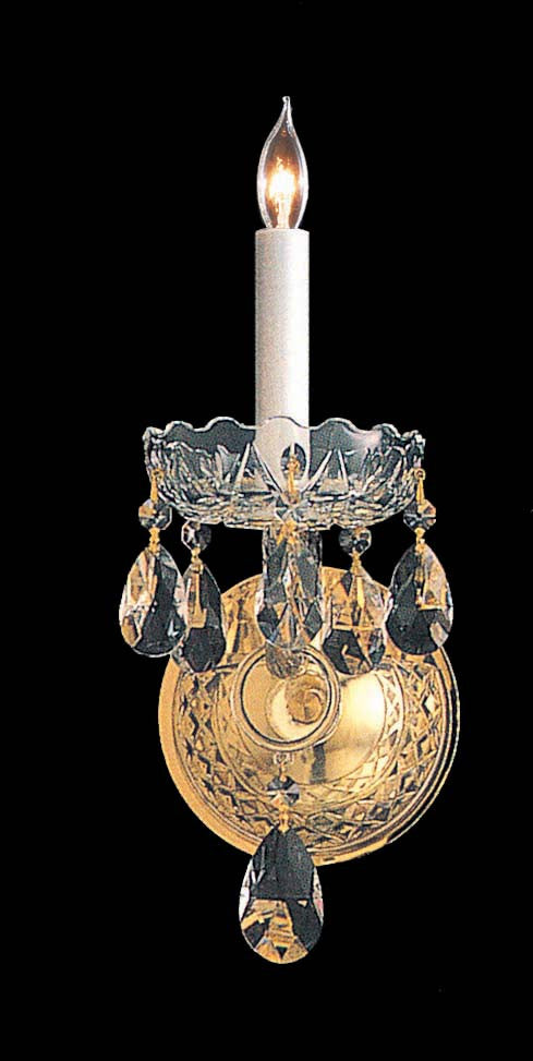 1 Light Polished Brass Crystal Sconce Draped In Clear Hand Cut Crystal - C193-1101-PB-CL-MWP