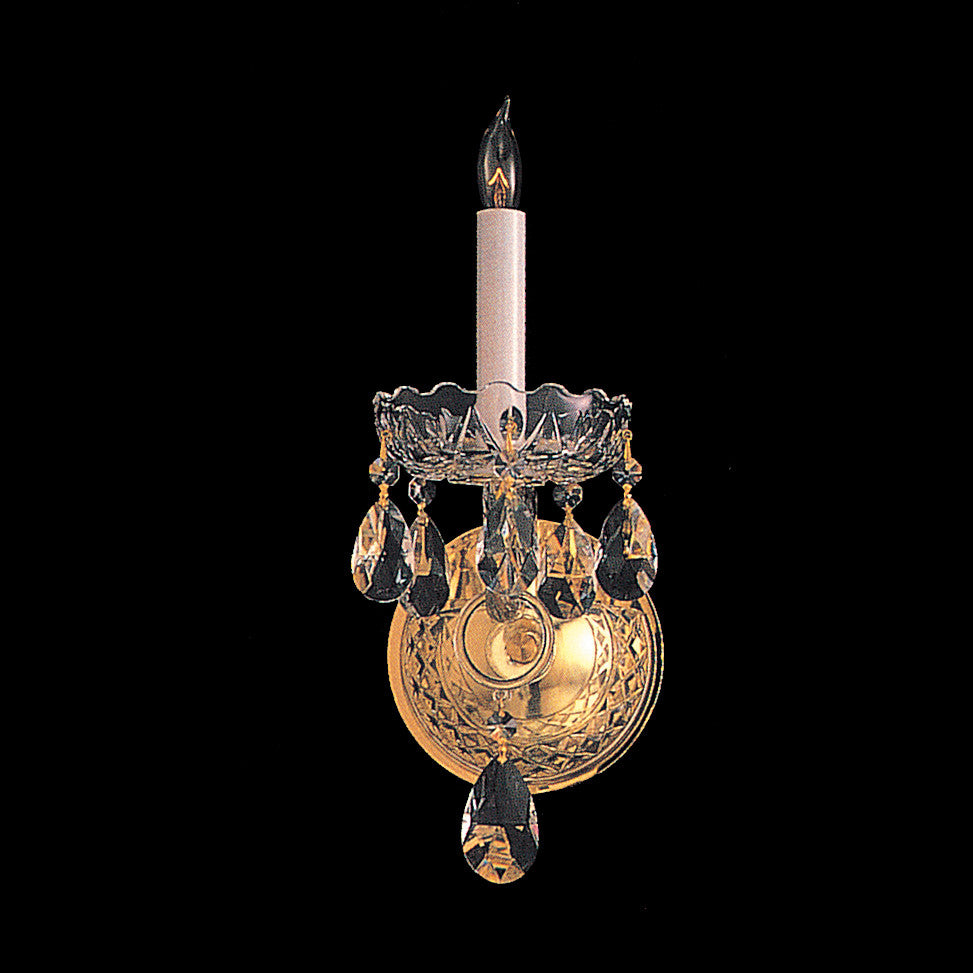 1 Light Polished Brass Crystal Sconce Draped In Clear Spectra Crystal - C193-1101-PB-CL-SAQ