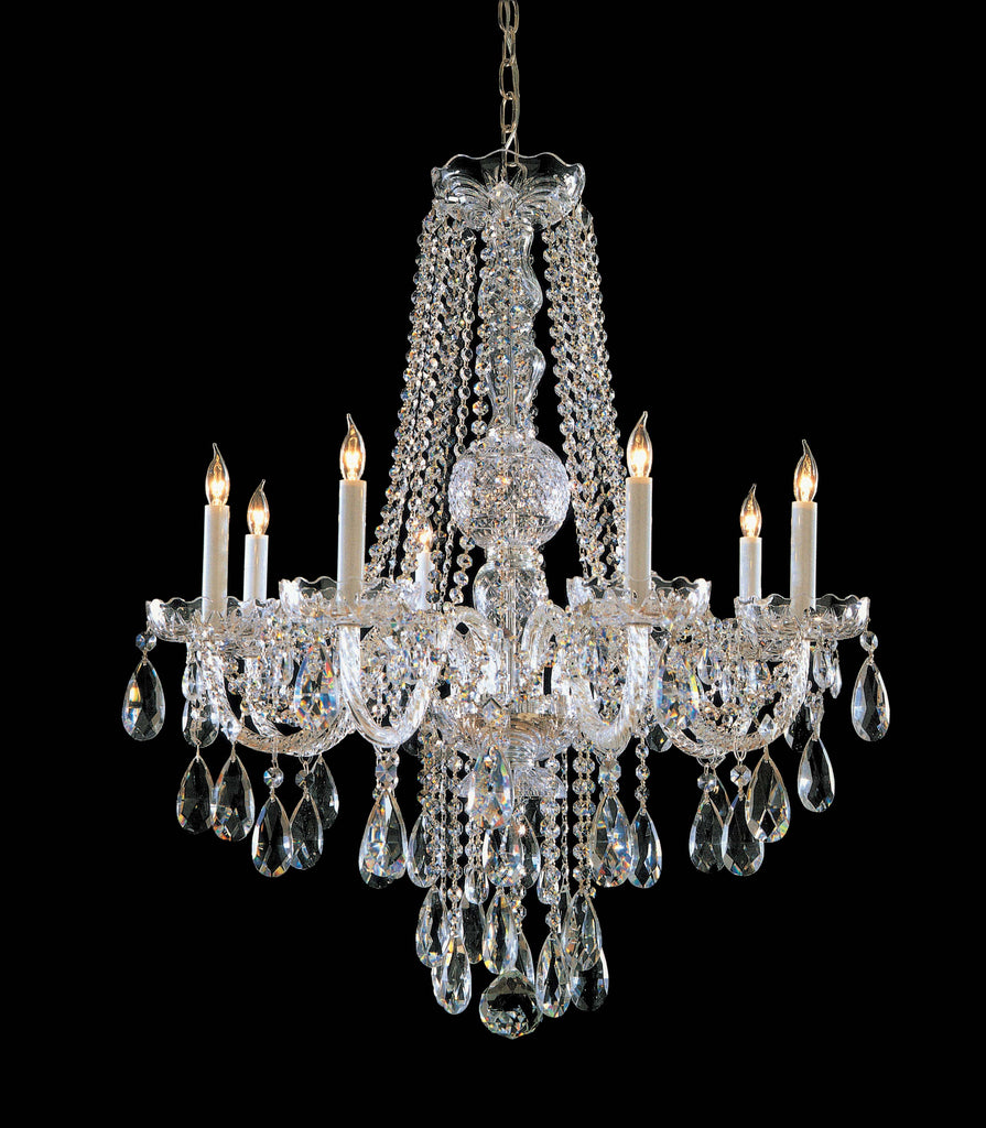 8 Light Polished Brass Crystal Chandelier Draped In Clear Hand Cut Crystal - C193-1108-PB-CL-MWP
