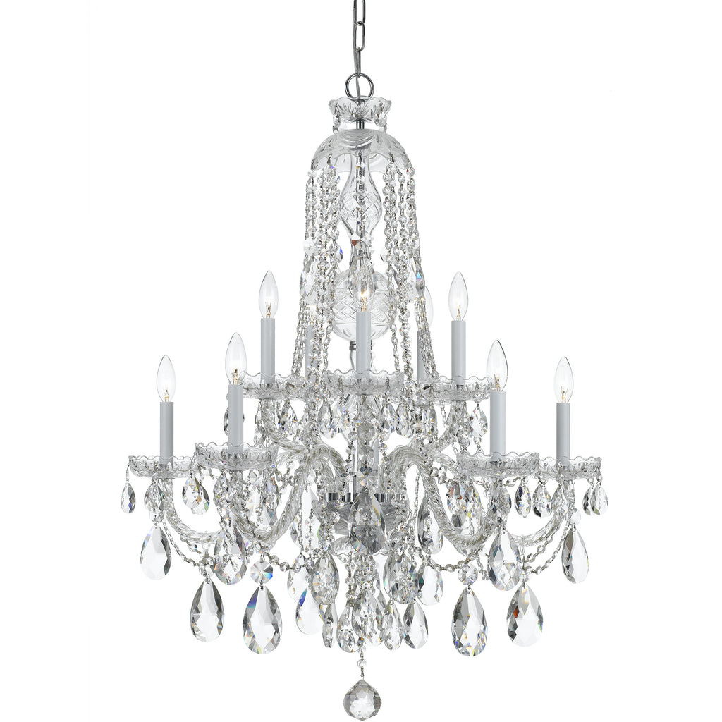 10 Light Polished Chrome Crystal Chandelier Draped In Clear Hand Cut Crystal - C193-1110-CH-CL-MWP