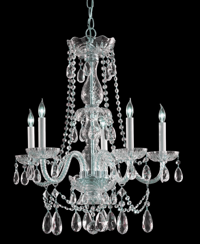 5 Light Polished Chrome Crystal Chandelier Draped In Clear Hand Cut Crystal - C193-1125-CH-CL-MWP