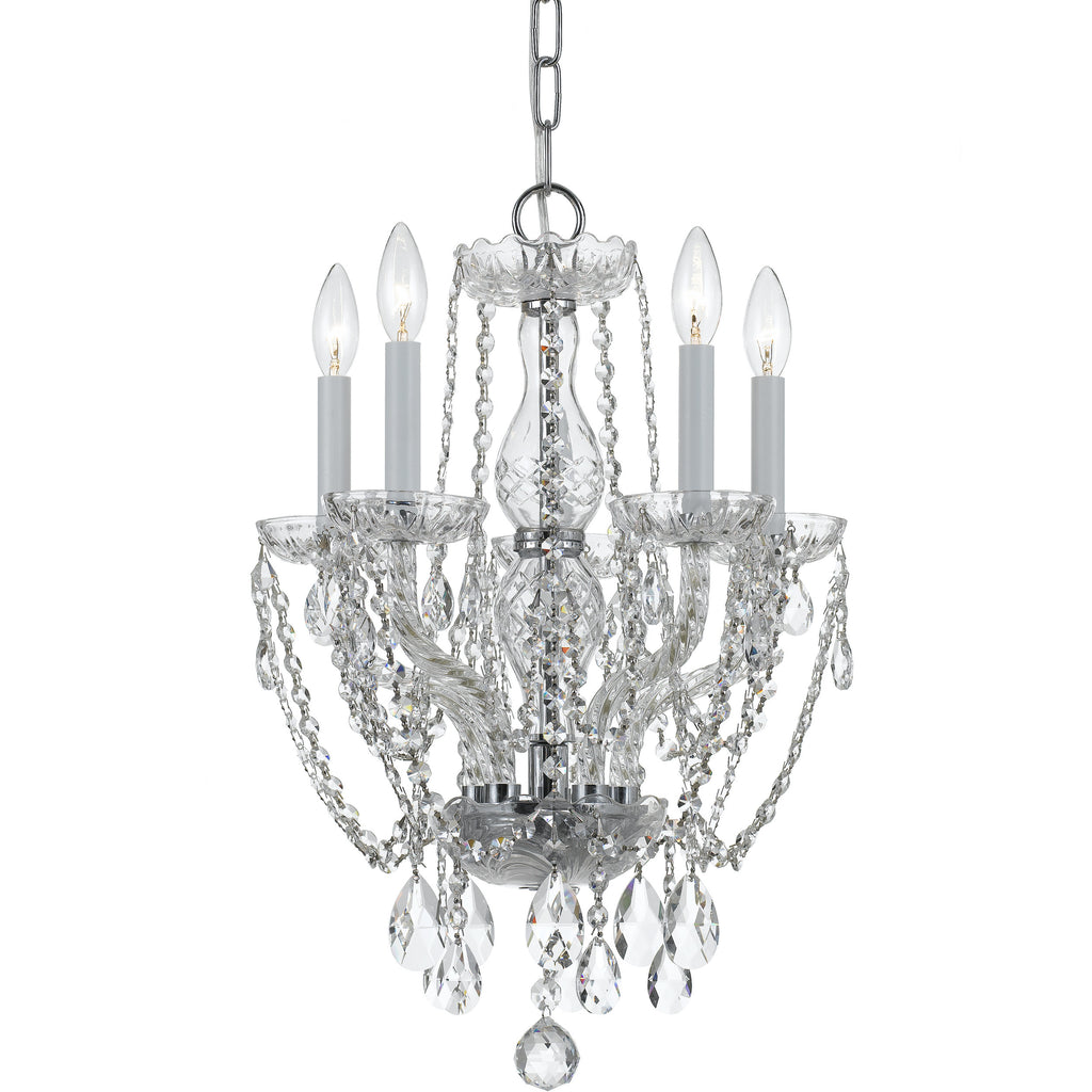 5 Light Polished Chrome Crystal Mini Chandelier Draped In Clear Hand Cut Crystal - C193-1129-CH-CL-MWP