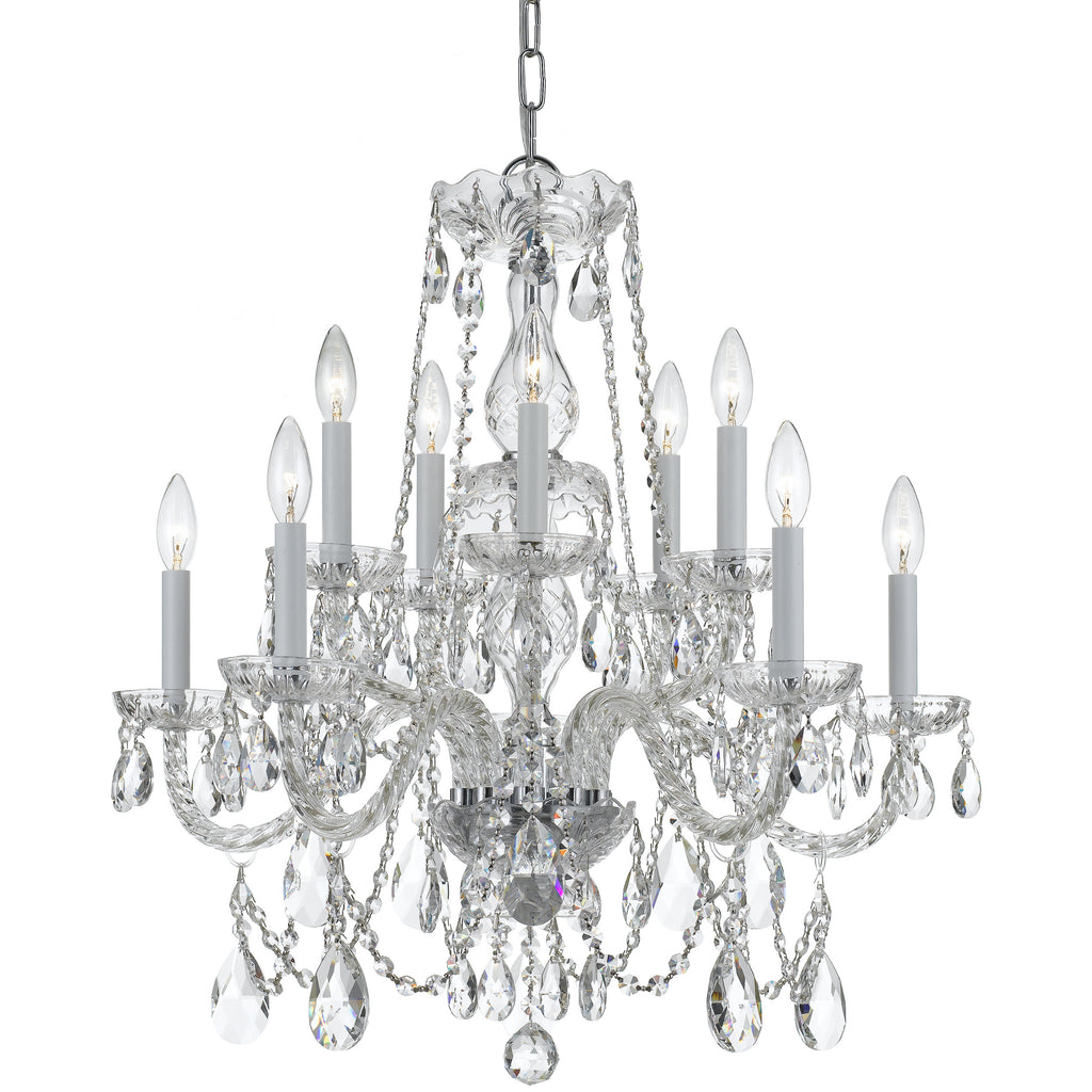 10 Light Polished Chrome Crystal Chandelier Draped In Clear Spectra Crystal - C193-1130-CH-CL-SAQ