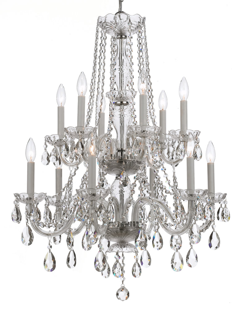 12 Light Polished Chrome Crystal Chandelier Draped In Clear Hand Cut Crystal - C193-1137-CH-CL-MWP
