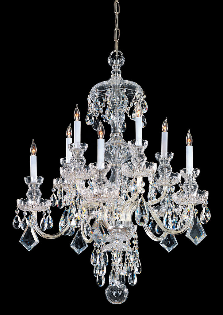 10 Light Polished Brass Crystal Chandelier Draped In Clear Hand Cut Crystal - C193-1140-PB-CL-MWP