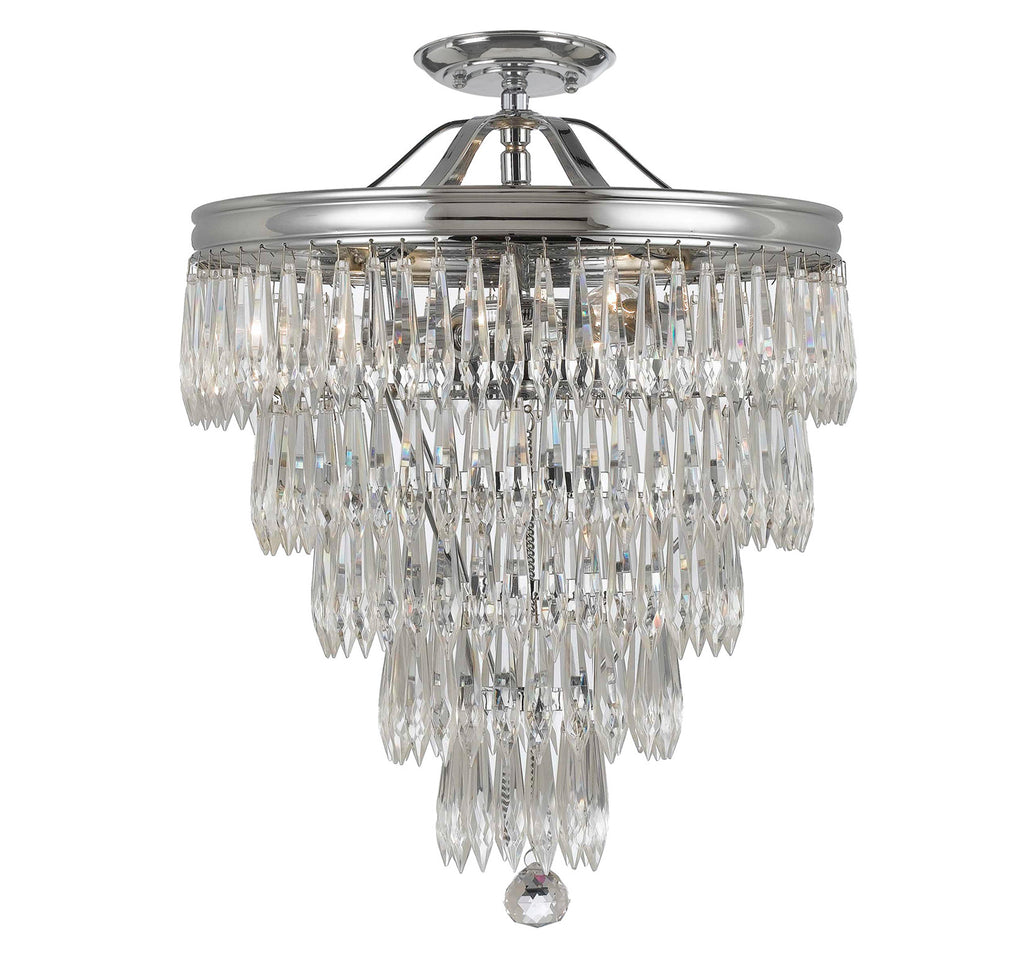 3 Light Polished Chrome Transitional  Modern Ceiling Mount Draped In Clear Hand Cut Crystal - C193-120-CH-CL-MWP_CEILING
