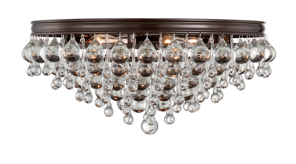 6 Light Vibrant Bronze Transitional Ceiling Mount Draped In Clear Glass Drops - C193-138-VZ