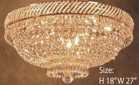 French Empire Crystal Semi Flush Basket Chandelier Lighting H18" X W27" - A500-Flush/Cg/448/12