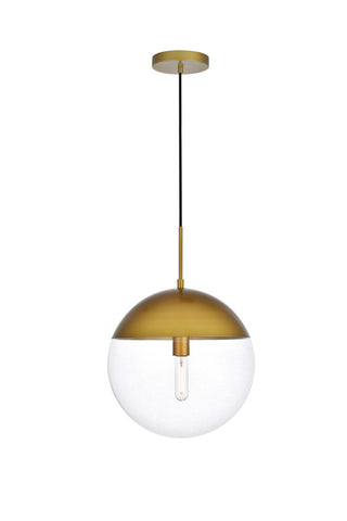 ZC121-LD6049BR - Living District: Eclipse 1 Light Brass Pendant With Clear Glass