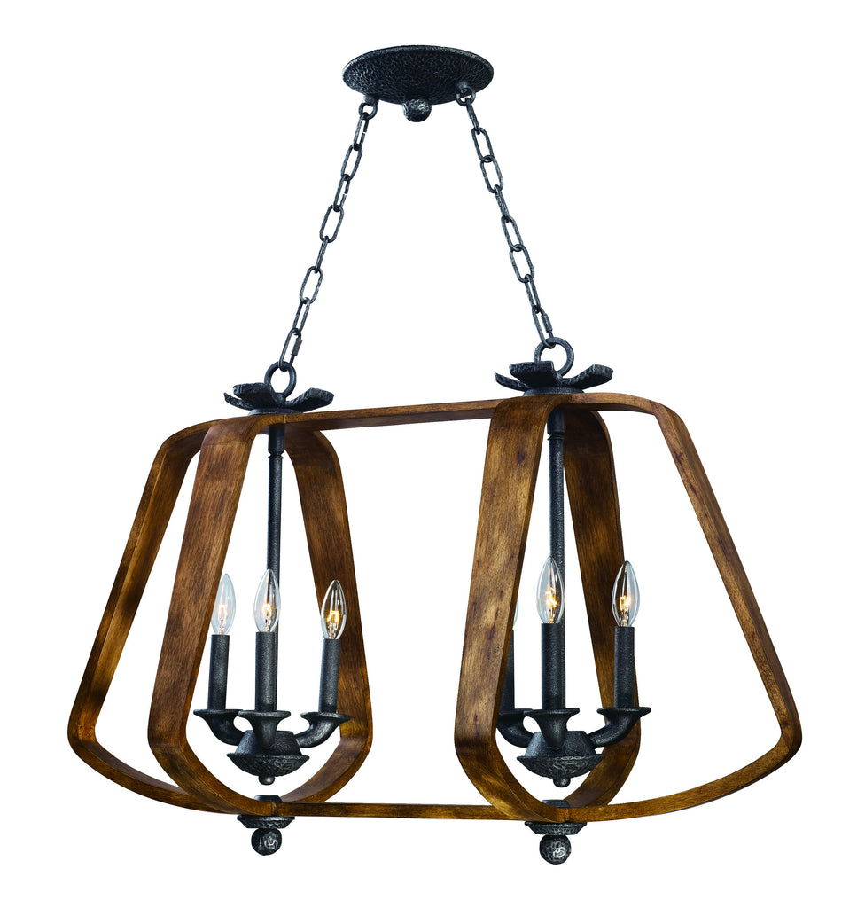 Road House 6-Light Chandelier Barn Wood/Iron Ore - C157-20927BWIO