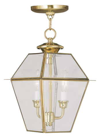 Livex Westover 2 Light PB Outdoor Chain Lantern  - C185-2285-02