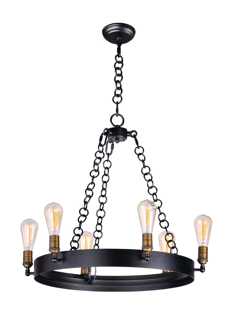 Noble 6-Light Chandelier w/Bulbs Black / Natural Aged Brass - C157-26273BKNAB/BUI