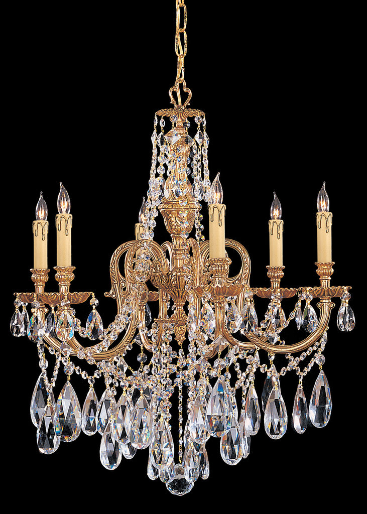 6 Light Olde Brass Crystal Chandelier Draped In Clear Spectra Crystal - C193-2706-OB-CL-SAQ