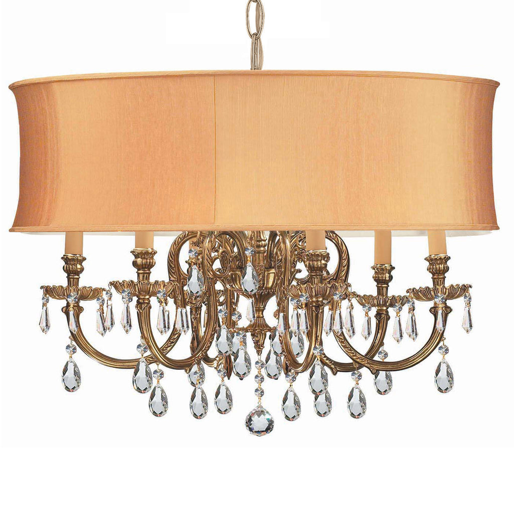 6 Light Olde Brass Traditional Chandelier Draped In Clear Spectra Crystal - C193-2916-OB-SHG-CLQ