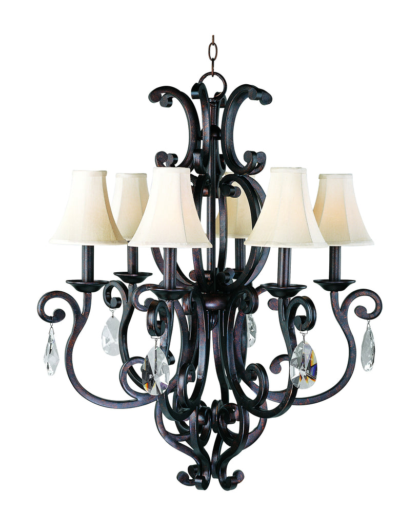 Richmond 6-Light Chandelier with Crystals & Shades Colonial Umber - C157-31005CU/CRY083/SHD62