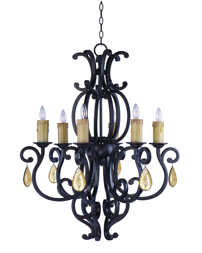 Richmond 6-Light Chandelier with Crystals Colonial Umber - C157-31005CU/CRY094