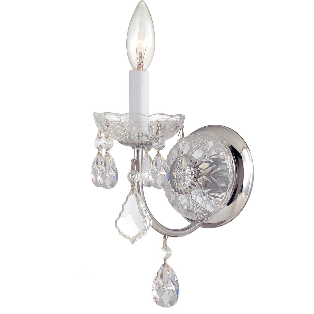 1 Light Polished Chrome Crystal Sconce Draped In Clear Hand Cut Crystal - C193-3221-CH-CL-MWP