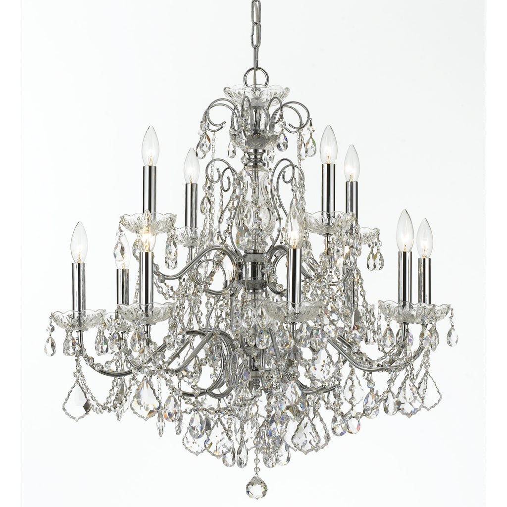 12 Light Polished Chrome Crystal Chandelier Draped In Clear Spectra Crystal - C193-3228-CH-CL-SAQ