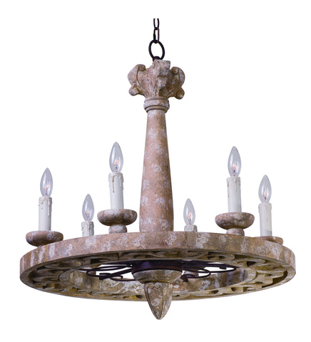 Olde World 6-Light Chandelier Senora Wood - C157-39615SW