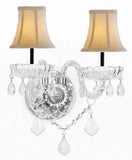 Murano Venetian Style Crystal Wall Sconce Lighting with White Shades W/Chrome Sleeves - G46-B43/WHITESHADES/B12/2/386