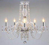 Empress Crystal (tm) Chandelier Chandeliers Lighting with Chrome Sleeves! H25 x W24 - GO-A46-B43/384/5