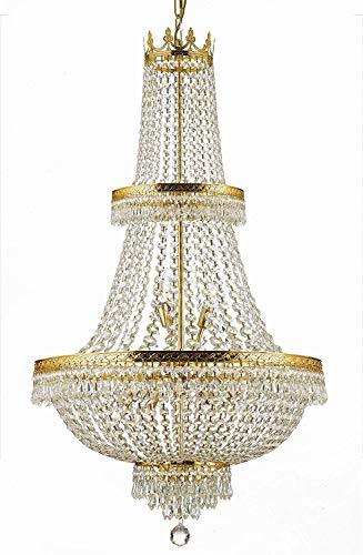 Made with Swarovski Crystal French Empire Crystal Chandelier Lighting H50" X W24" Good for Foyer, Entryway, Family Room, Living Room and More! - A500-CG/870/15SW