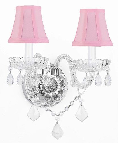 Murano Venetian Style Crystal Wall Sconce Lighting With Pink Shades - G46-Pinkshades/B12/2/386