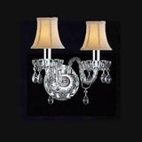MURANO VENETIAN STYLE CRYSTAL WALL SCONCE LIGHTING WITH WHITE SHADES W/CHROME SLEEVES! - A46-B43/WHITESHADES/2/386