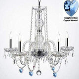 Authentic Empress Crystal(TM) Chandelier Lighting Chandeliers with Crystal Hearts & W/Chrome Sleeves! H25" X W24" - G46-B43/B85/384/5