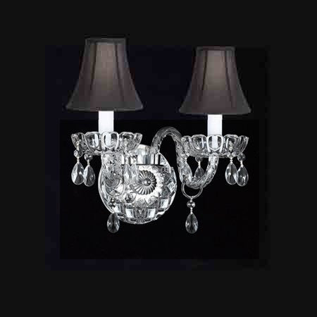 Swarovski Crystal Trimmed Chandelier Murano Venetian Style Crystal Wall Sconce Lighting With Black Shades - A46-Blackshades/2/386Sw