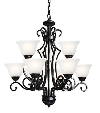 Wrought Iron Chandelier H30" W28" 9 Lights - A84-B22/451/9