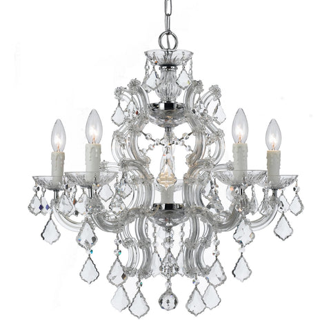 6 Light Polished Chrome Crystal Chandelier Draped In Clear Swarovski Strass Crystal - C193-4335-CH-CL-S