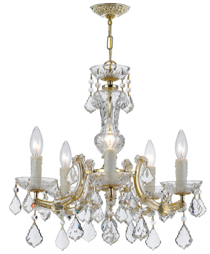 5 Light Gold Traditional Mini Chandelier Draped In Clear Spectra Crystal - C193-4376-GD-CL-SAQ