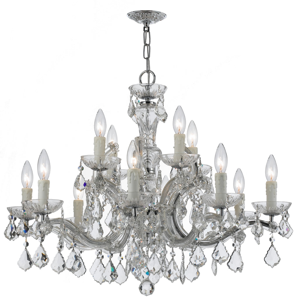 12 Light Polished Chrome Crystal Chandelier Draped In Clear Hand Cut Crystal - C193-4379-CH-CL-MWP