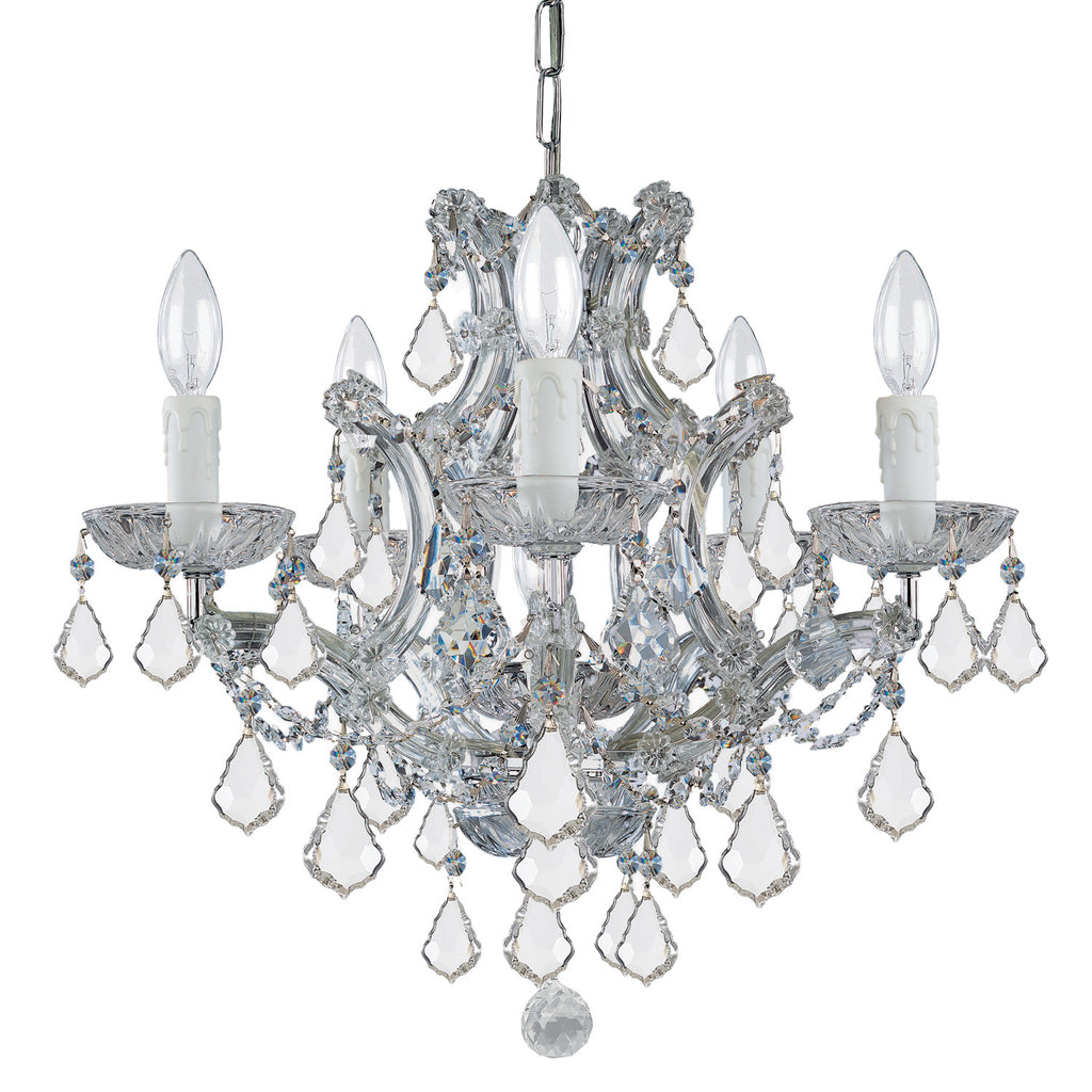 6 Light Polished Chrome Crystal Mini Chandelier Draped In Clear Hand Cut Crystal - C193-4405-CH-CL-MWP
