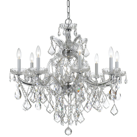 9 Light Polished Chrome Crystal Chandelier Draped In Clear Spectra Crystal - C193-4409-CH-CL-SAQ