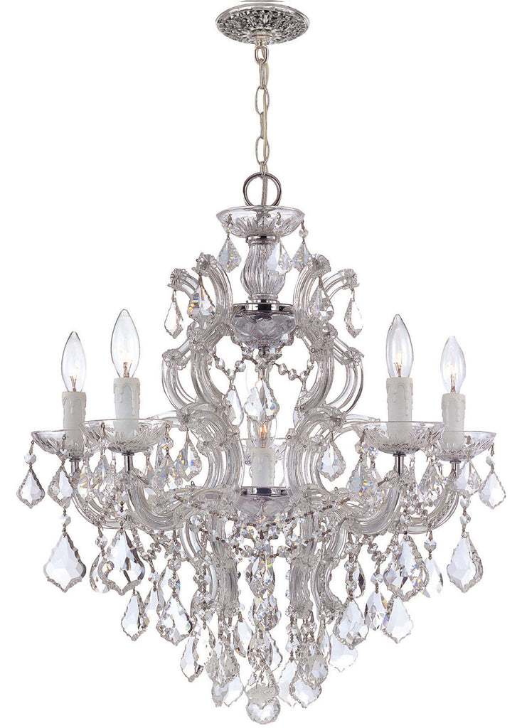 6 Light Polished Chrome Crystal Chandelier Draped In Clear Hand Cut Crystal - C193-4435-CH-CL-MWP